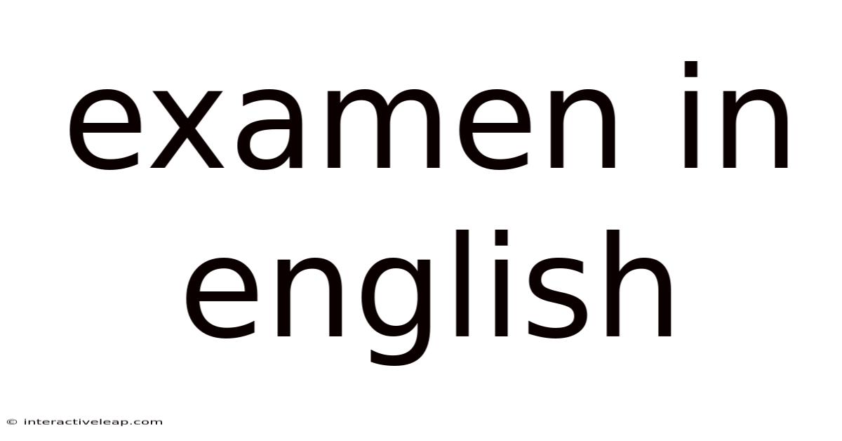 Examen In English