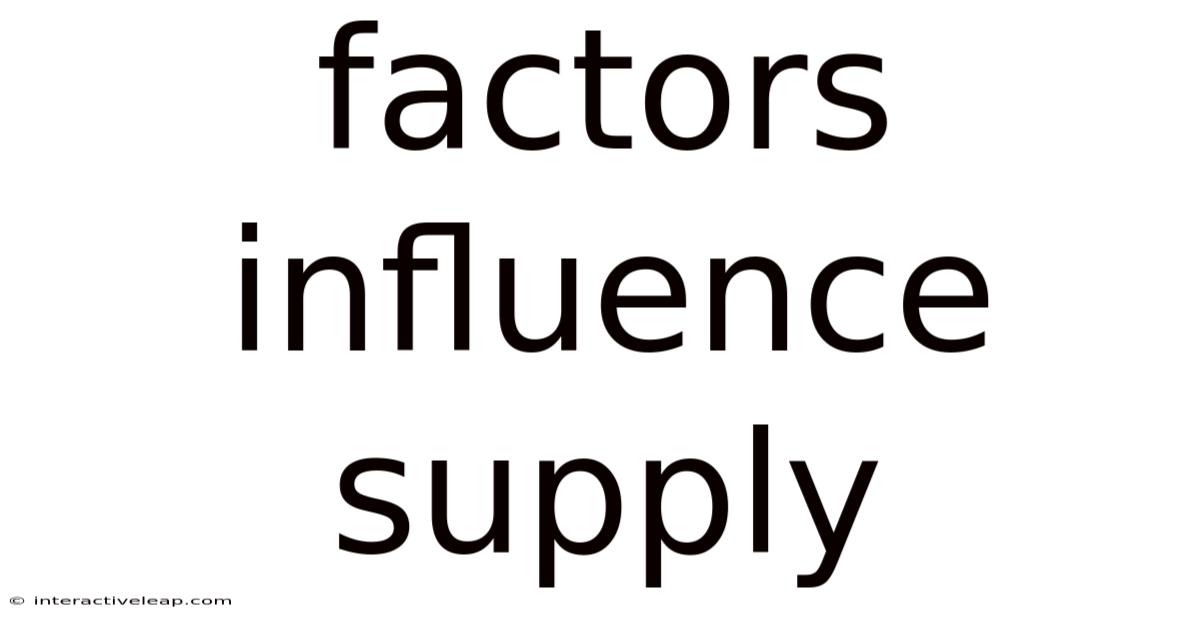 Factors Influence Supply