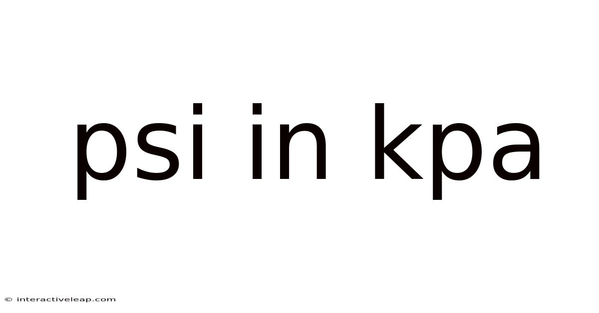 Psi In Kpa