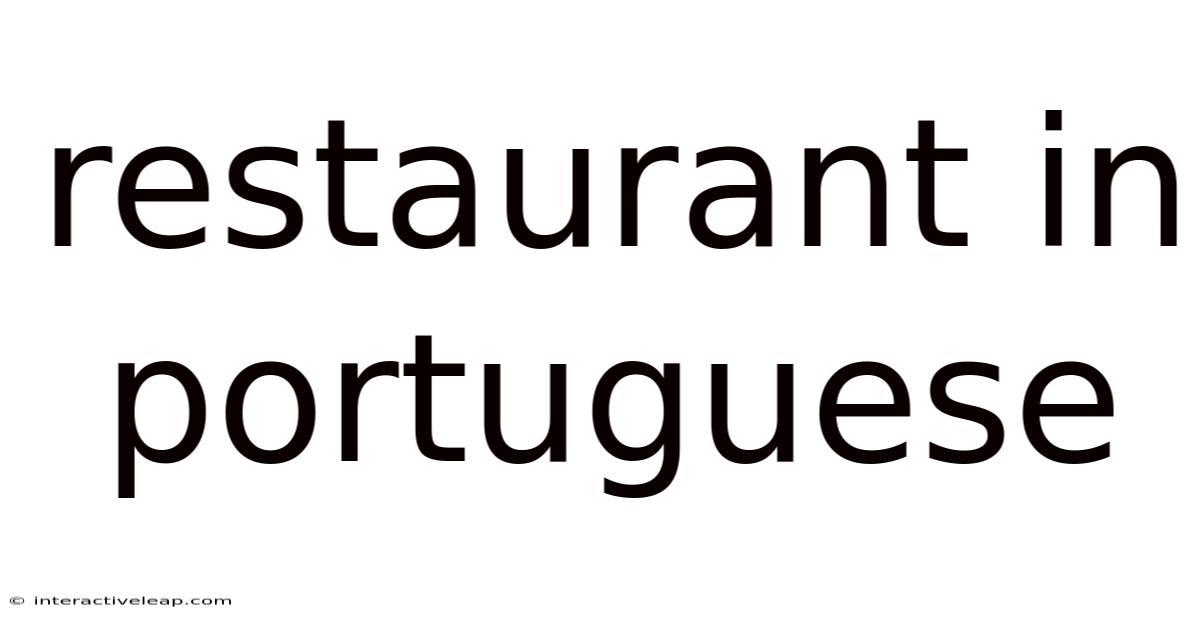 Restaurant In Portuguese